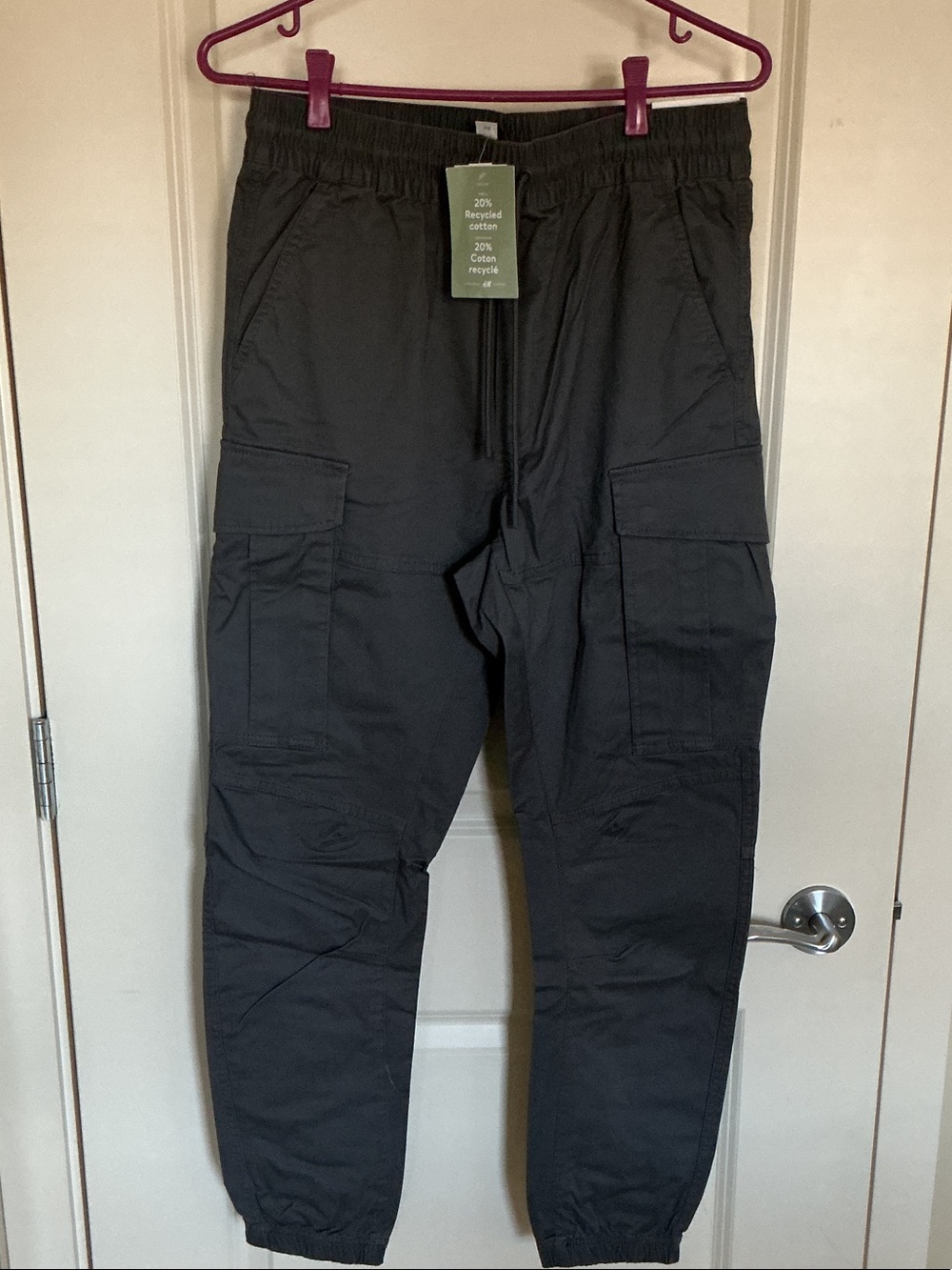 H&M Black Cargo Joggers with Elastic Waist